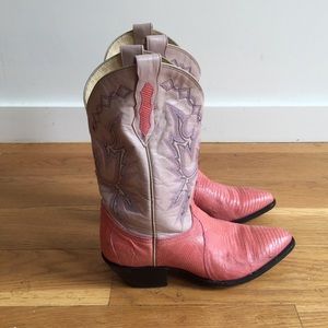 Pink lizard western boots